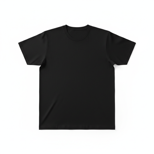 Plain black t-shirt on white background